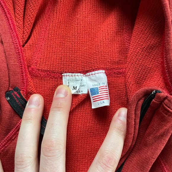 NW Alpine Women's Black Spider Fleece Hoody - tomato red, size medium - Picture 3 of 5